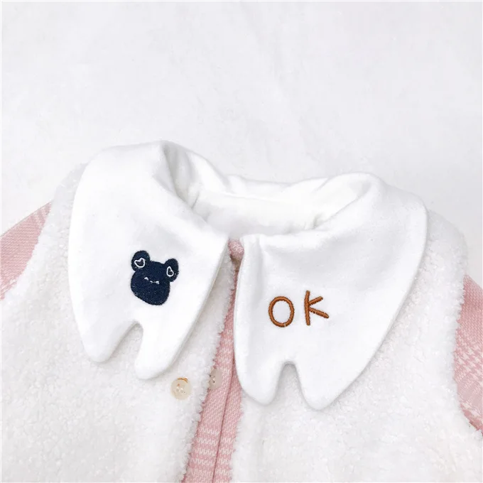 

2020 Autumn winter Newborn clothing set fleece lining long sleeve romper + vest sweet newborn clothing set
