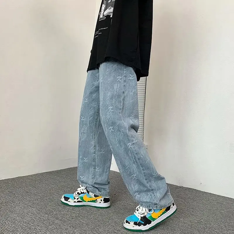 

Men Jeans Fashion New Straight Jeans Men Autumn Korean Man Denim Trousers Streetwear Male Casual Cargo Pants Men's Wide Jeans