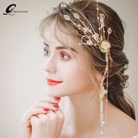 vintage crystal crown with earrings tassel wedding headbands women hair accessories party hair jewelry bridal jewelery