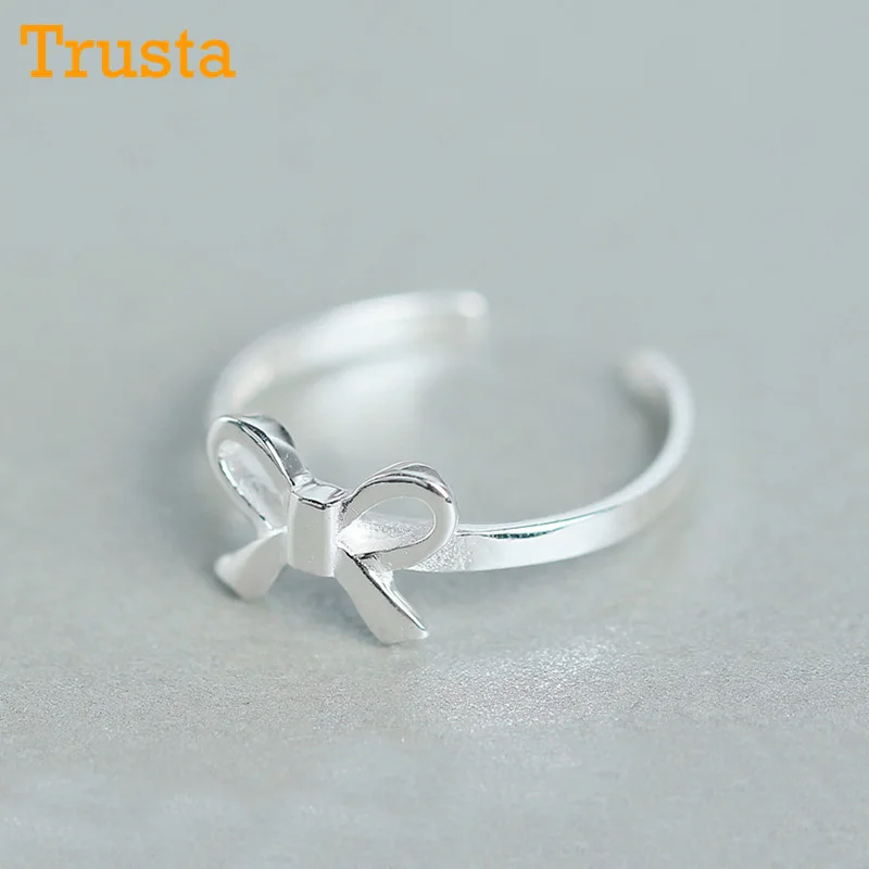 Trusta 2017 New 100% 925 Sterling Silver Women Fashion Jewelry Tiny Bowknot Ring 4 5 6 Friendship Gift Girls Lady DS04 | Украшения и