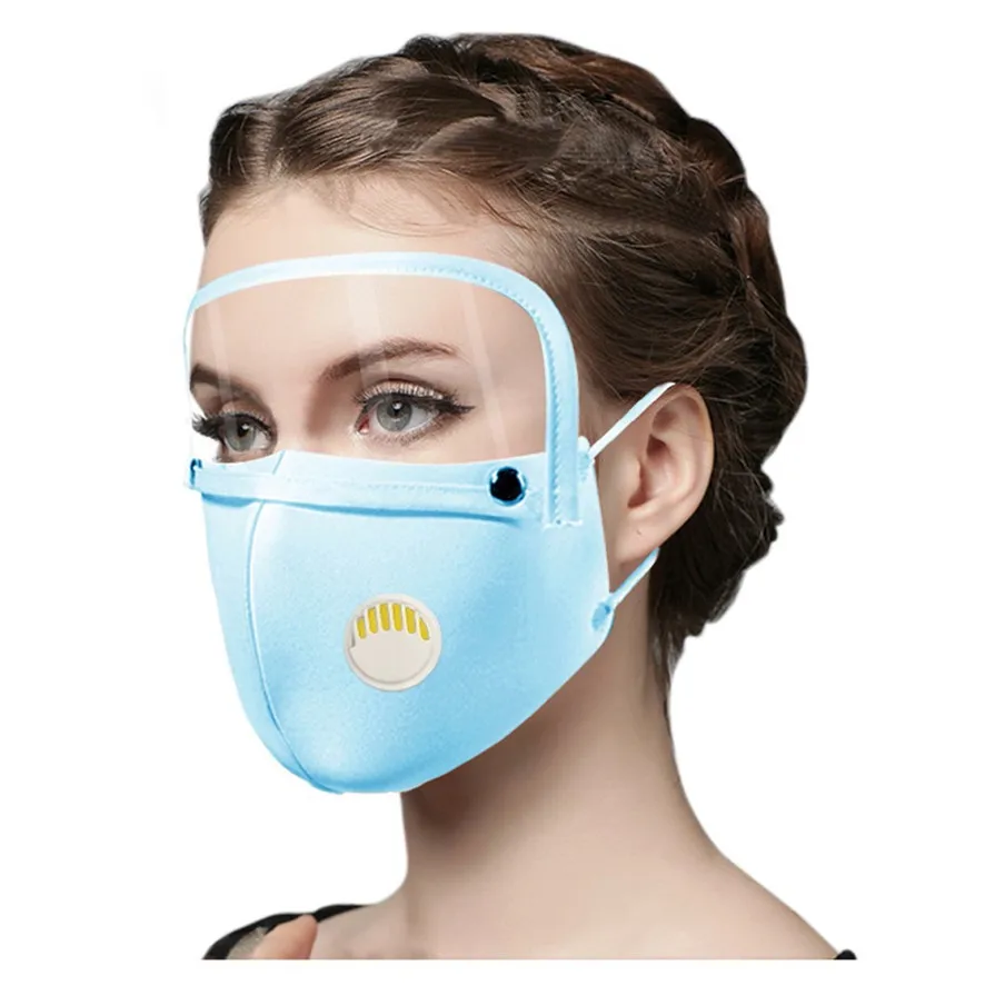 2PCS Adult Reusable Protect Transparent Mask Breather Valve and Detachable Eyes Shield Faces Shields Screen Spare Visors | Спорт и