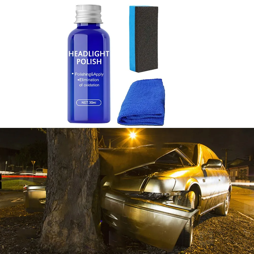 

1 Set Headlight Cover Len Restorer Repair Liquid Polish Cleaner Light Repair Agent Fluid Car-Accessory With Towel And Sponge