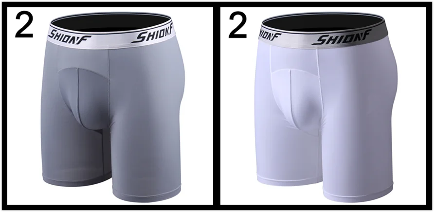 2G 2W Shionf 7XL шелк льда антифрикционные ноги 4 шт. длинное нижнее белье Фитнес удобные мужские трусы тонкие стрейч боксеры мужские трусики - Цвет: 2G 2W