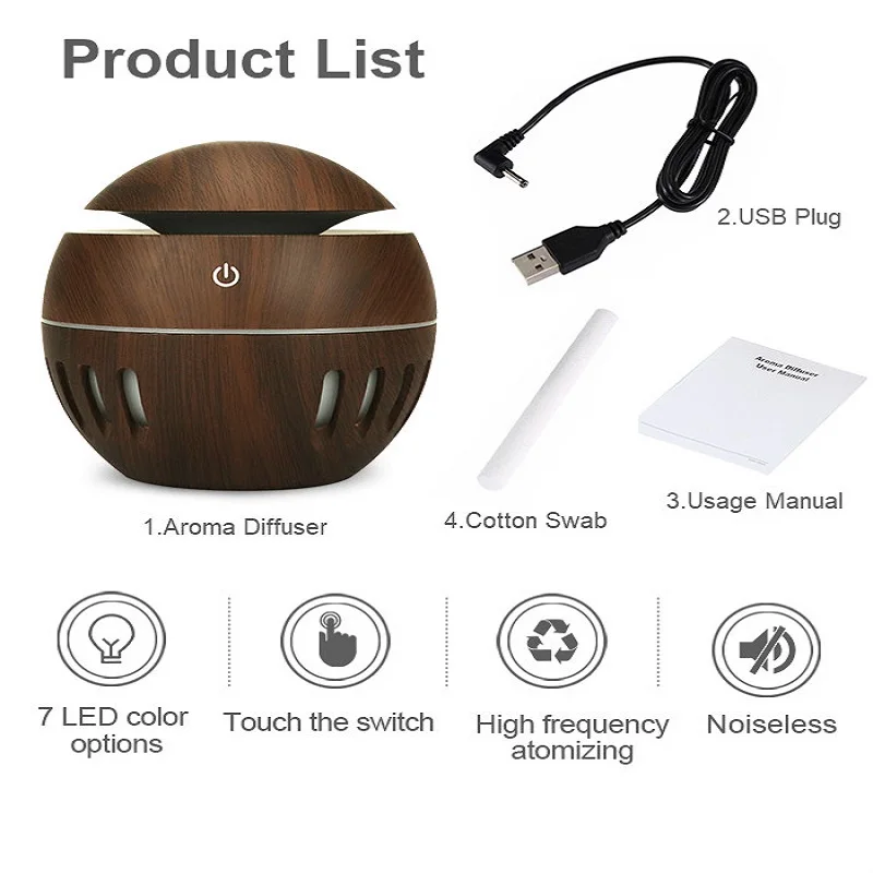 130 мл ультразвуковой увлажнитель воздуха USB Mist Maker арома-диффузор эфирного масла с