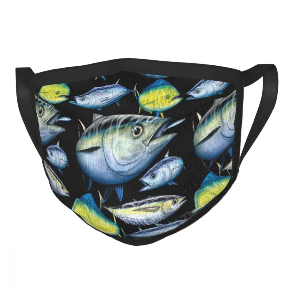 

Tuna And Mahi Mahi Reusable Face Mask Marine Art Gamefish Fishing Anti Haze Dustproof Mask Protection Mask Respirator Muffle