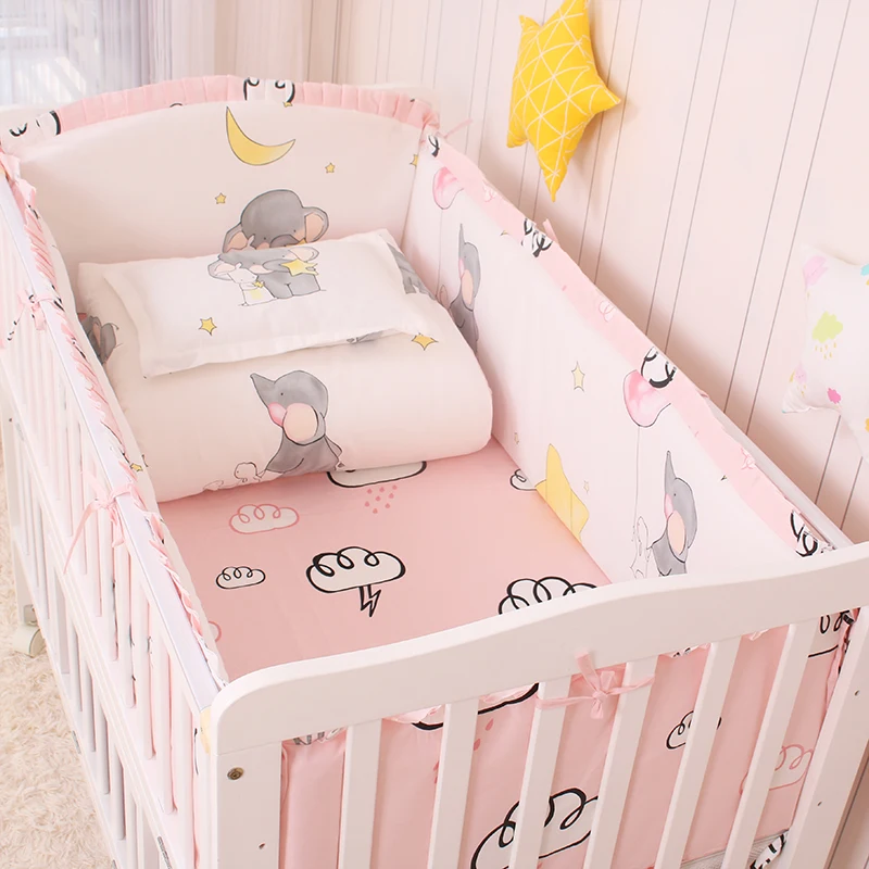 

6/9pcs Elephant Nordic Baby Nursery Bumper kit berço baby bed set baby bedding Crib Sheet 120*60/120*70cm