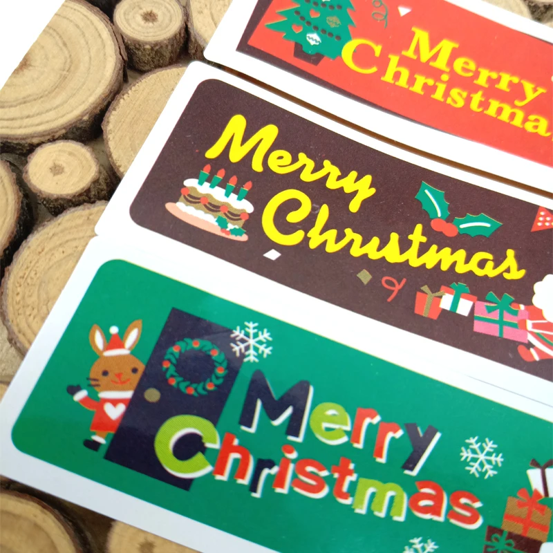 

Coloffice 100pcs/Lot Merry Christmas Scrapbooking Santa Claus Snowman Elk Stickers Sweets Biscuits Gift Package Sealing Sticker