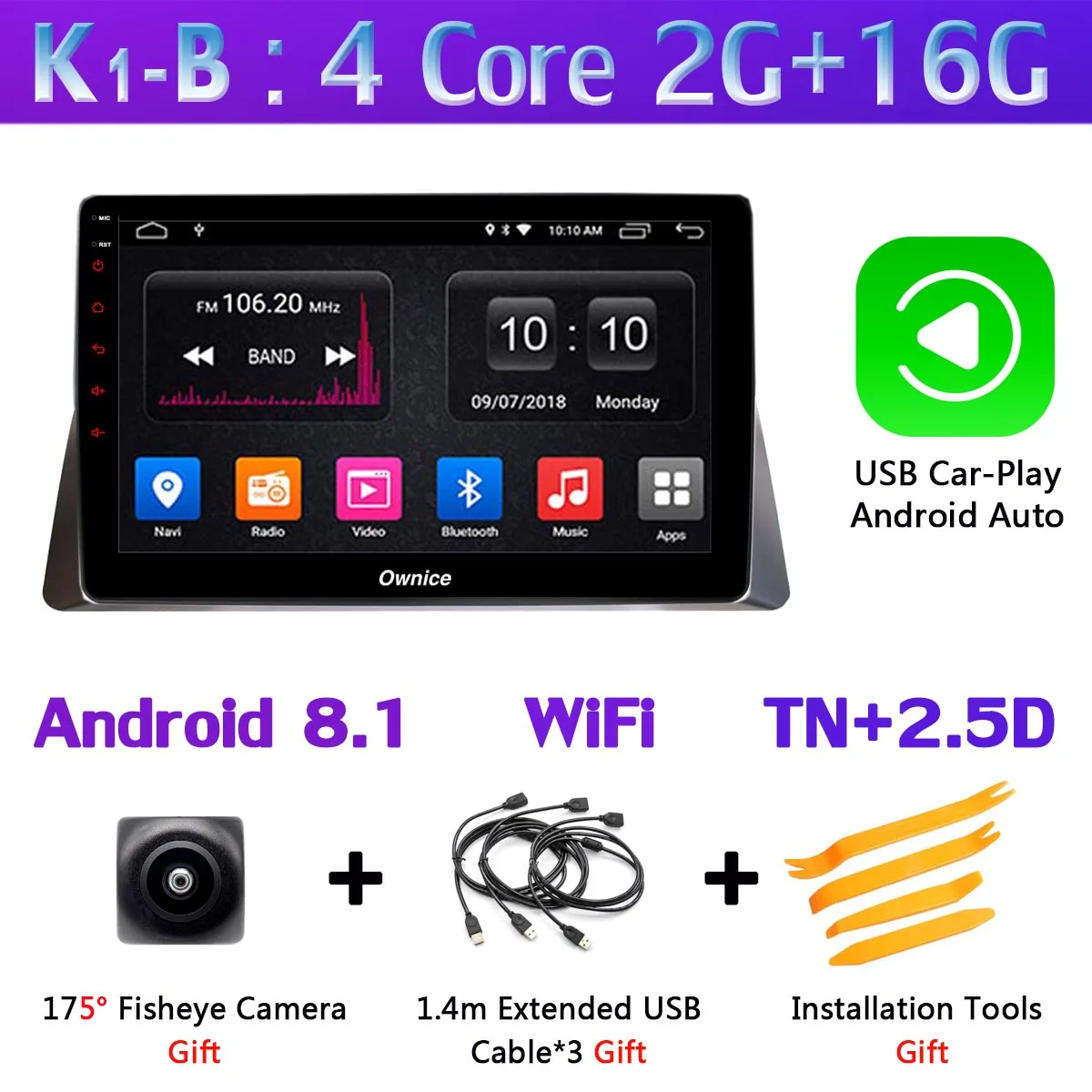 Панорамная камера 360 ° 1 din Android 9,0 8 ядерный 4 Гб+ 64 Гб DSP SPDIF CarPlay Автомобильный gps радио плеер для Honda Accord 8th 2008-2013 - Цвет: K1-B-CarPlay