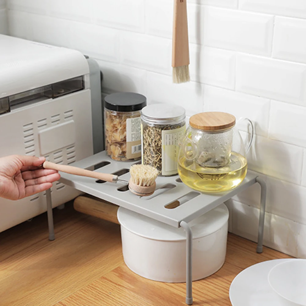

Kitchen Organizer Expandable Microwave Oven Rack Stand Cabinet Holder Shelf Countertop Organizer 2-Tier Tableware Spice Storage