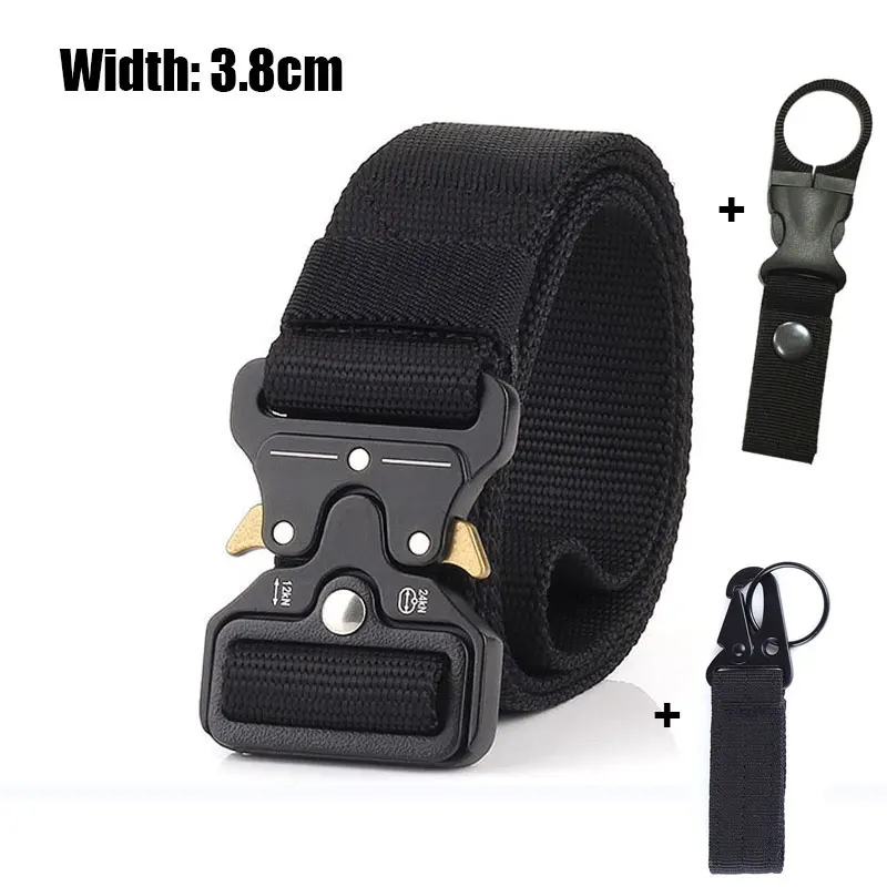 Belt and 2hook Мужской ремень тактический военный Molle джинсы нейлоновые ремень армейский боевой безопасности черный ремень с металлической пряжкой аварийный пояс для выживания - Цвет: Belt and 2hook