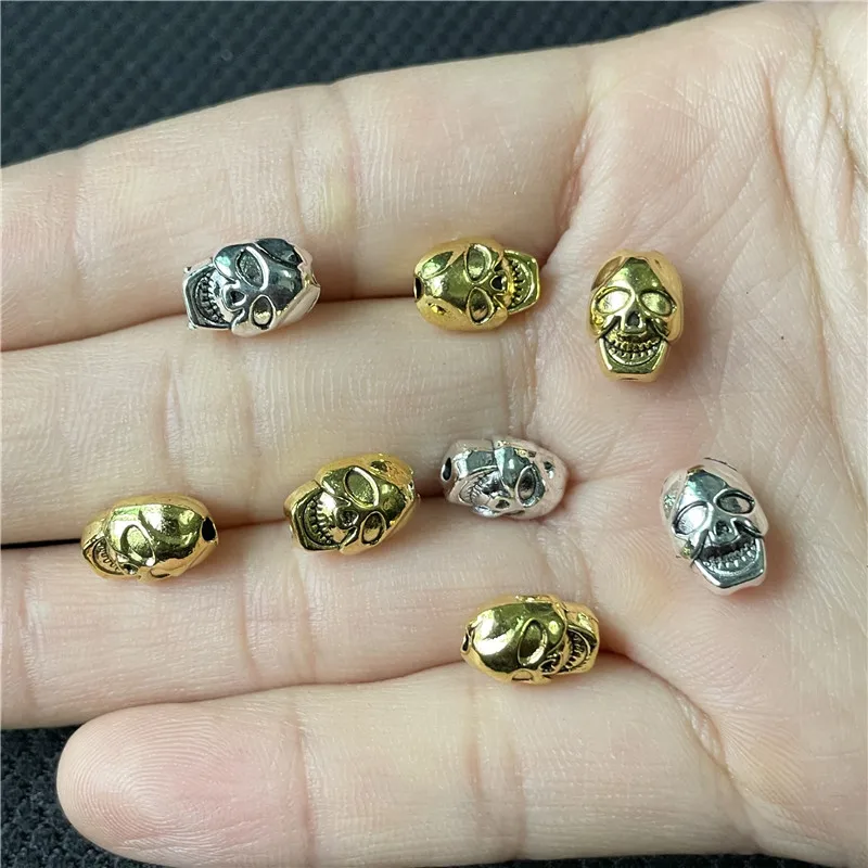 

15pcs Charm Popular DIY Handmade Leather Strap Bracelet Straight Hole SkullConnectorWholesaleLarge Number of Jewelry Accessories