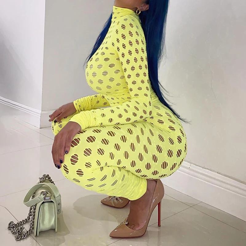 

Hollow Out Skinny Two Piece Sets Women Mock Neck Top And Pants Tie Dye Bodycon Sexy Matching Set 2020 Fall Winter Suits