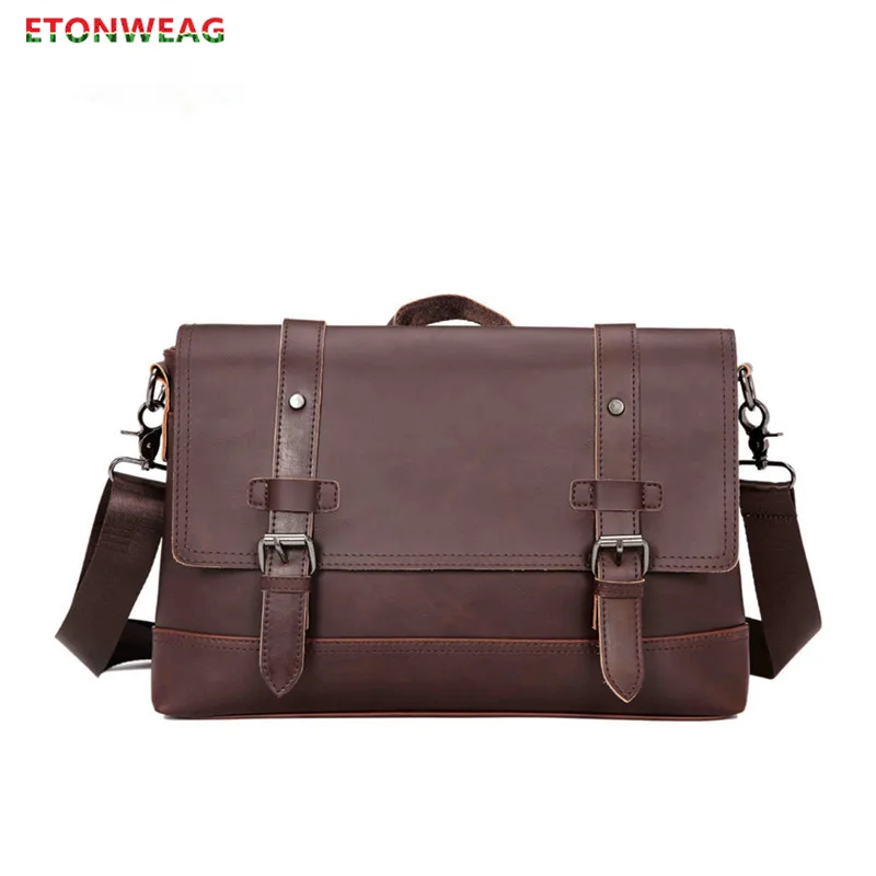 Винтажный мужской портфель брендовая сумка из искусственной кожи мужская