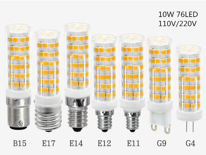 Вы G4 G9 E14 E12 B15 E11 E17 светодиодный лампы 220 V/110 V светодиодный Кукуруза лампы 8 Вт 10 Вт Светильник лампы 52/76 светодиодный 360 градусов 2835SMD 76 светодиодный