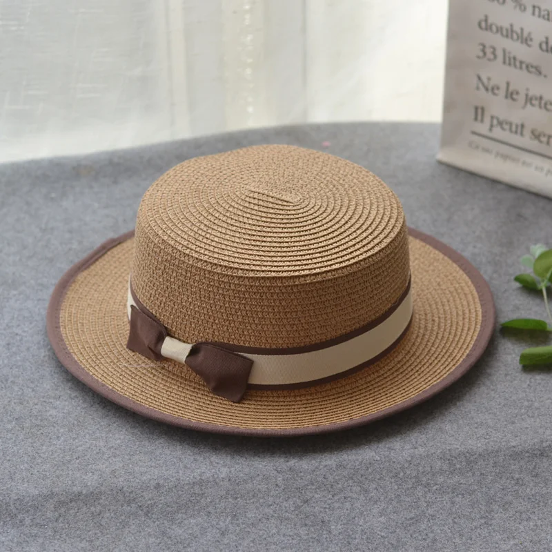 2021 Summer Beach Hat Female Casual Panama Simple Visor Women Flat Brim Bowknot Straw Cap Girls Sun | Аксессуары для одежды