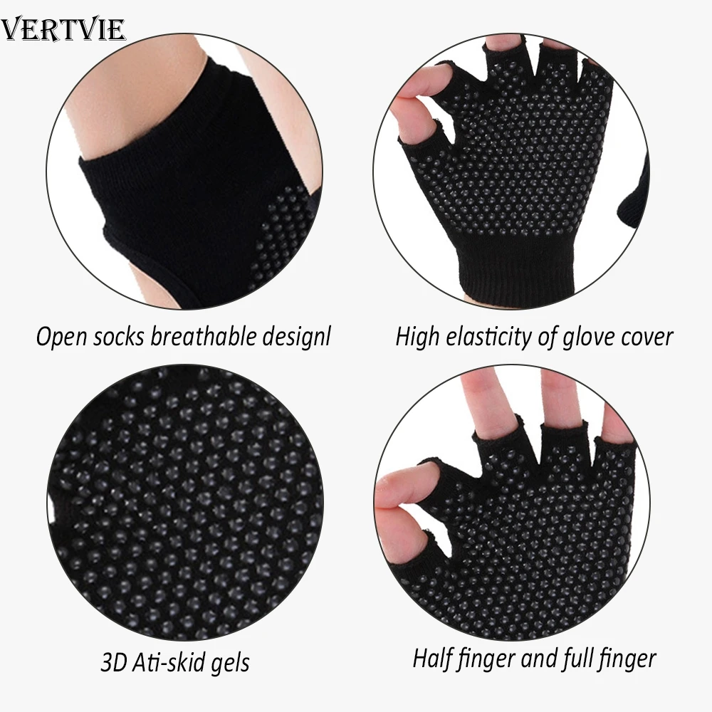 Loozykit 1 пара носки и перчатки для йоги нескользящие хлопковые силиконовые дышащие