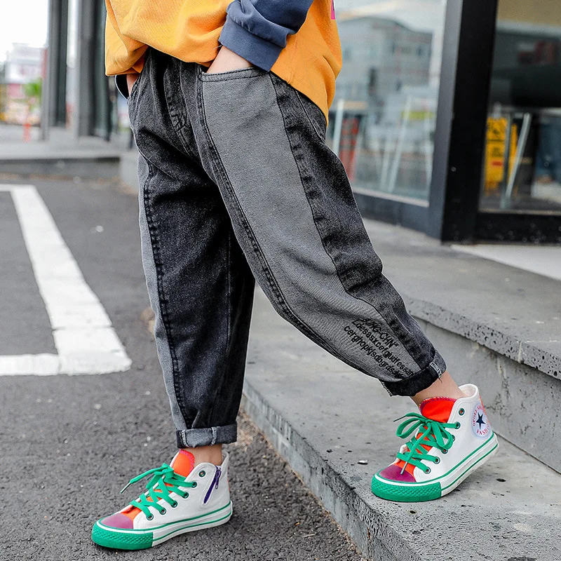 Детская одежда джинсы джинсовые штаны-шаровары для мальчиков свободные брюки с