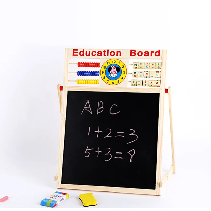 

2 In 1 Teaching Aid Baby Blackboard Chalk Magnetic Whiteboard Puzzle Toys Durable Double-Sided Drawing Board Kids Education Toy