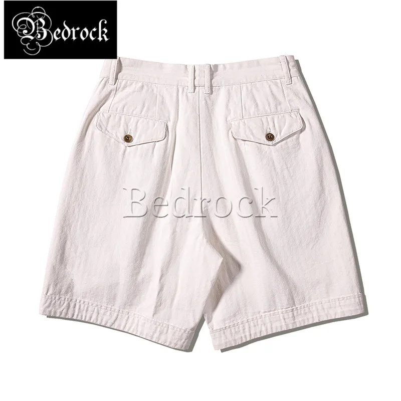 RT vintage unwashed primary white army shorts for men Summer HBT Herringbone long-staple cotton casual shorts loose cargo shorts