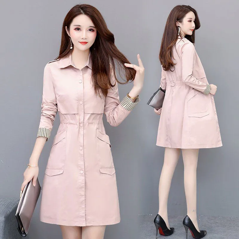 

New Spring Trench Coat Fashion Women Casual Mid-length Korean Thin section Windbreaker Outerwear Female Plus Size 3XL Tops R930