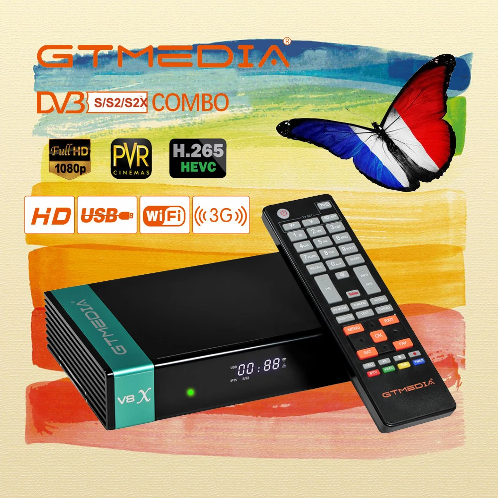 GT media V8 X спутниковый ресивер Франция cccam машина Стабильная как GTmedia nova receptor de TV