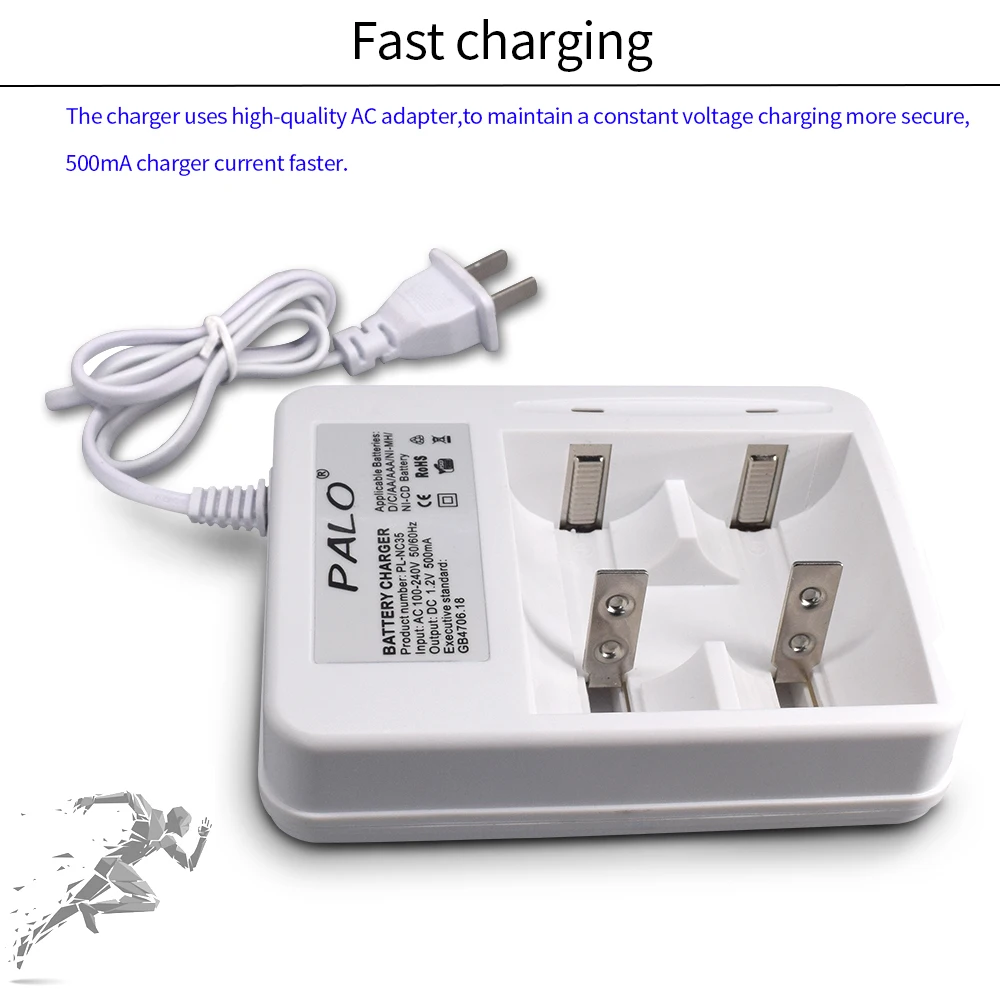 Светодиодный смарт-зарядное устройство PALO для батарей AA AAA SC C D размера 1 2 В Ni-MH Ni-CD