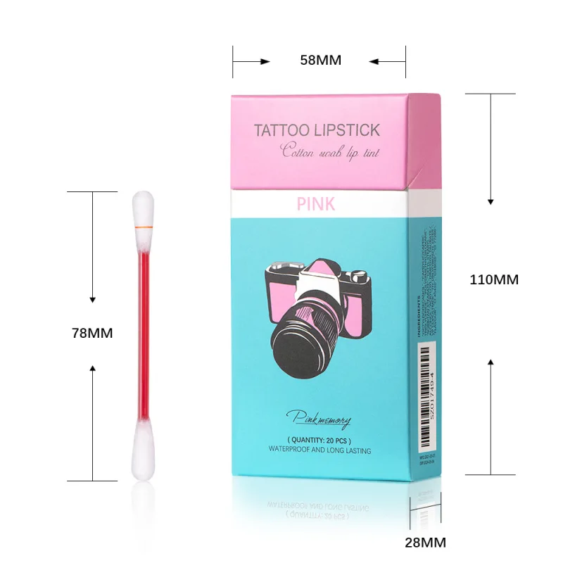 

20pcs/box Cotton Swab Lipsticks For Outdoor Portable Lipsticks Cosmetics Waterproof Case Lasting Long Cigarette Liquid