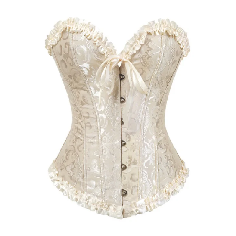 

Overbust Corset Sexy Lace Plus Size Erotic Zip Floral Women Bustier Corsets Lingerie Tops Brocade Victorian Fashion DropShipping