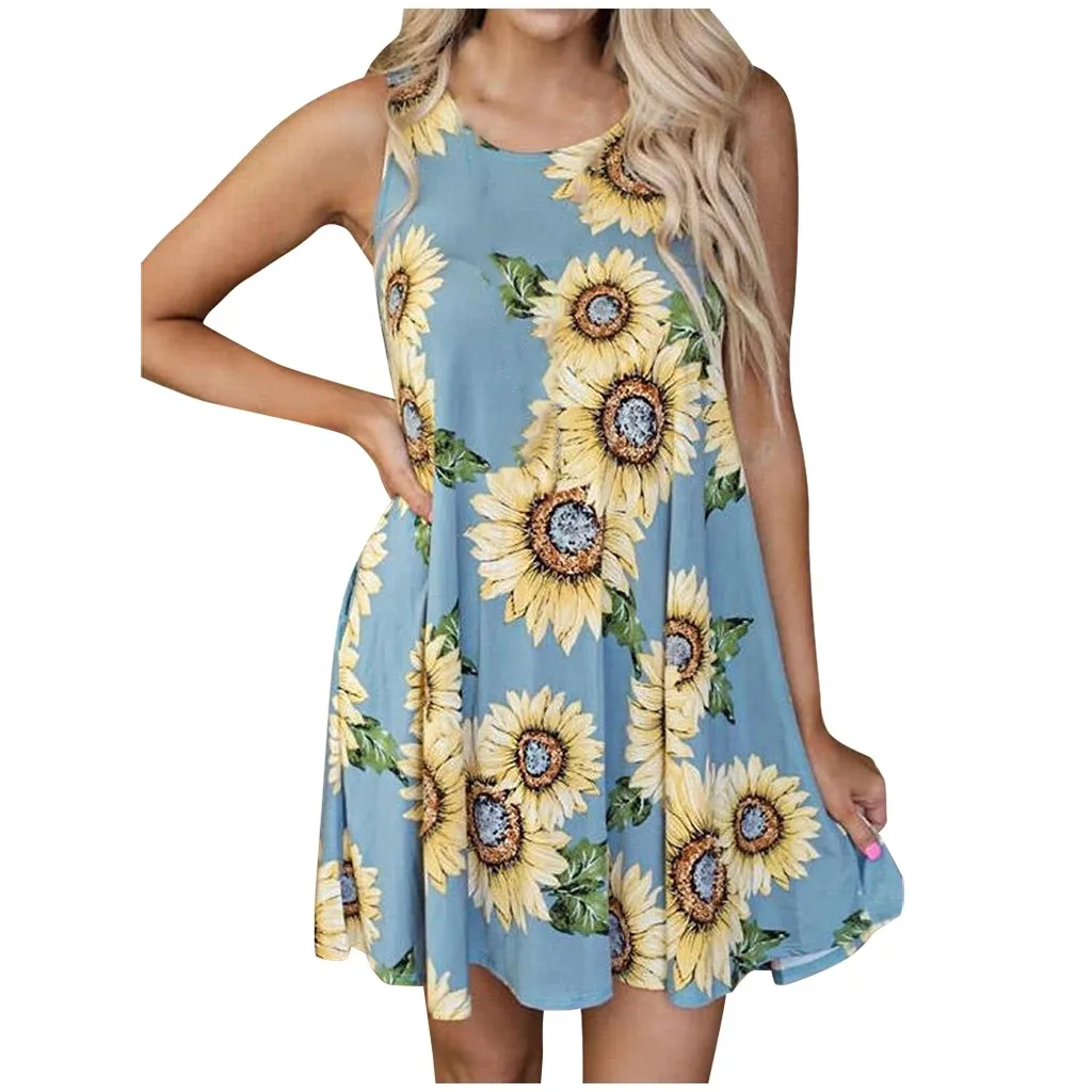 Женское летнее платье в стиле бохо винтажное короткое пляжное мини-платье без