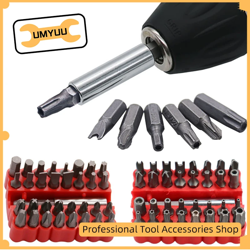 

UMYUU 33pcs Security Bit Set with Magnetic Extension Bit Holder Tamper Star Screwdriver Bits Set Quick Release Bit Holder