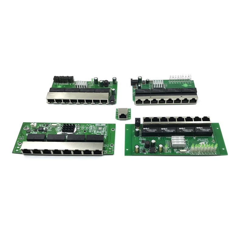 

10/100/1000 m OEM PBC 8 Port Gigabit Ethernet Switch 8 Port met 8 pin way header hub Pcb board OEM schroef gat 8way power pin