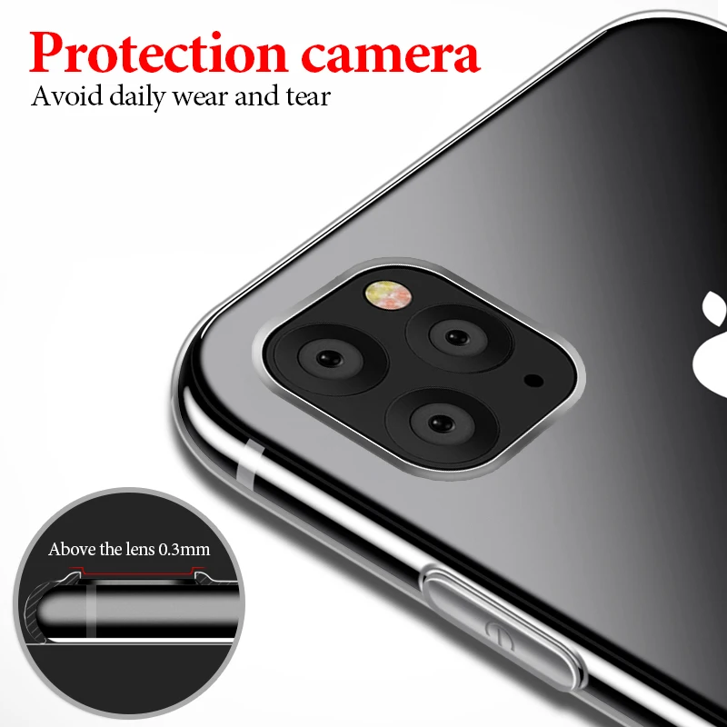 For iPhone 11 Pro Max 6.5 New Phone Soft Transparent TPU Case iphone 2019 5.8 6.1 Protective Anti-fall Capa |