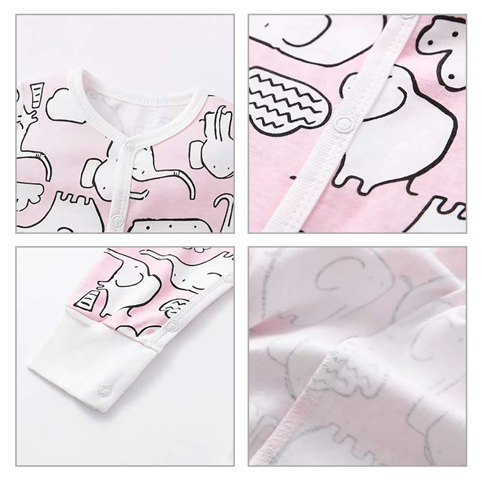 

New Newborn Baby Clothes Boys Girls Romper Floral Dinosaur Car Printed Long Sleeve Cotton Romper Kids Jumpsuit Playsuit Outfits