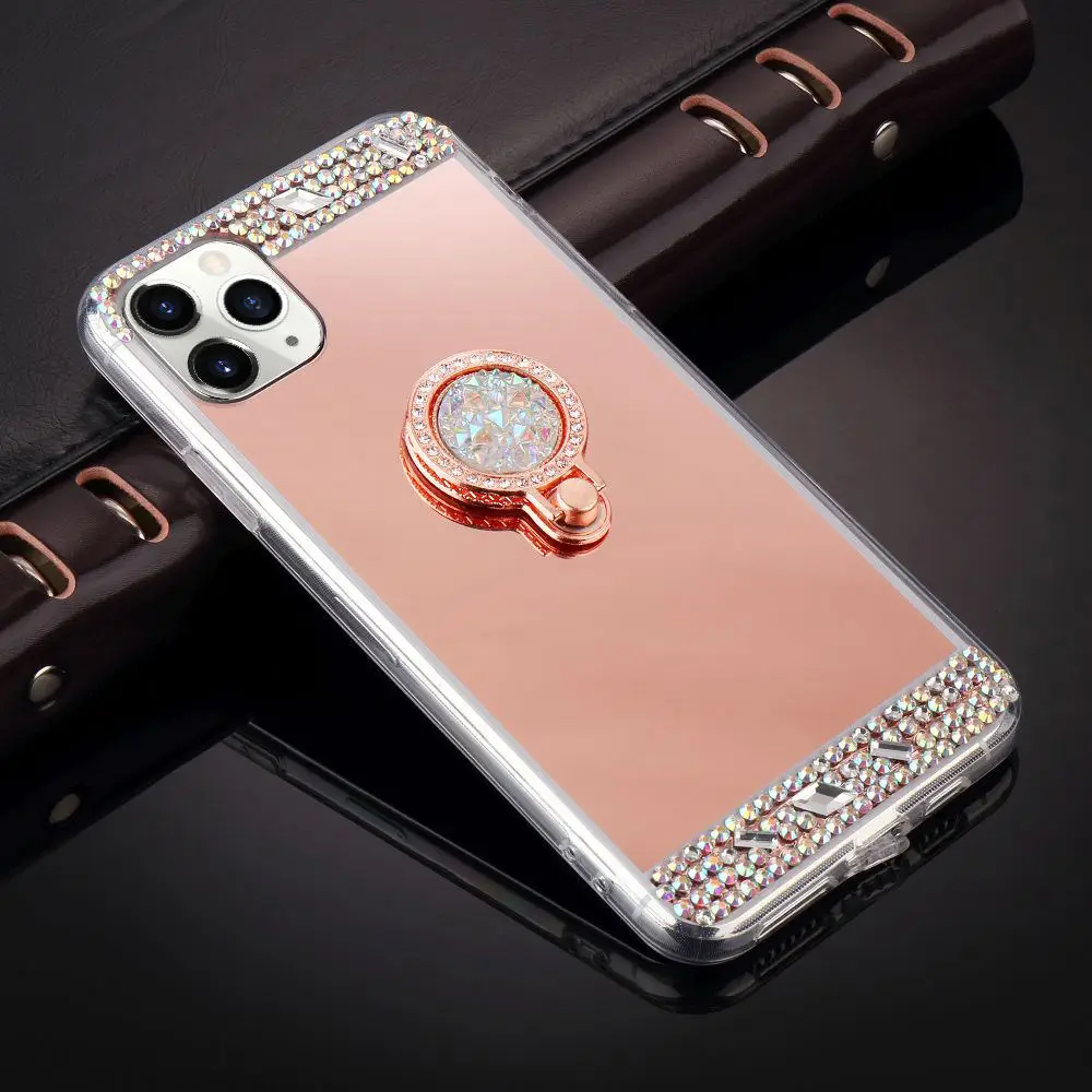 LAPOPNUT Розовое Золото Блестящий Алмазный Бампер зеркальный чехол для Iphone 11 Pro Xs Max Xr