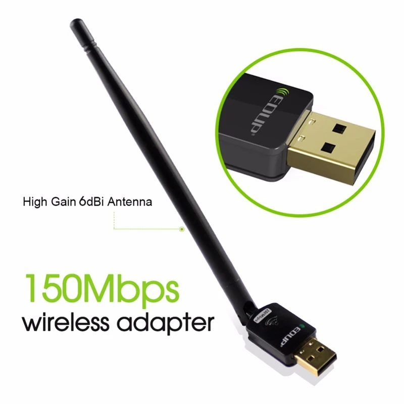 

EDUP USB Wifi Adapter 150Mbps High Gain 6Dbi Wifi Antenna 802.11N Long Distance USB Wi-Fi Receiver Ethernet Network Card for PC