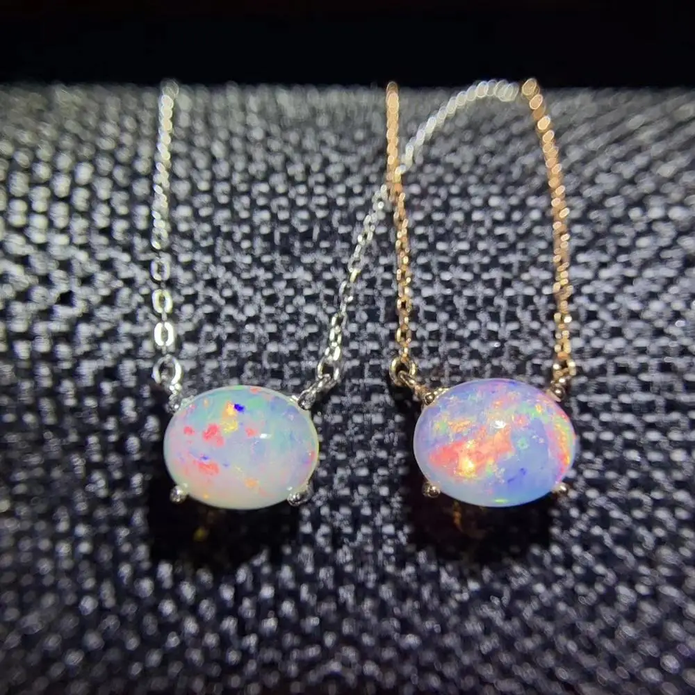 Ожерелье с опалом женское из серебра 925 пробы натуральным драгоценным камнем |