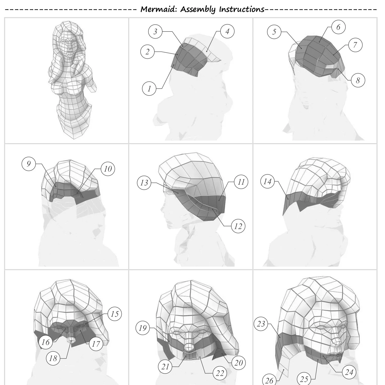 

Mermaid 3D Paper Model Geometry Handmade DIY Paper-cut Three-dimensional Mermaid Creative Educational Toys Children Boys Girls