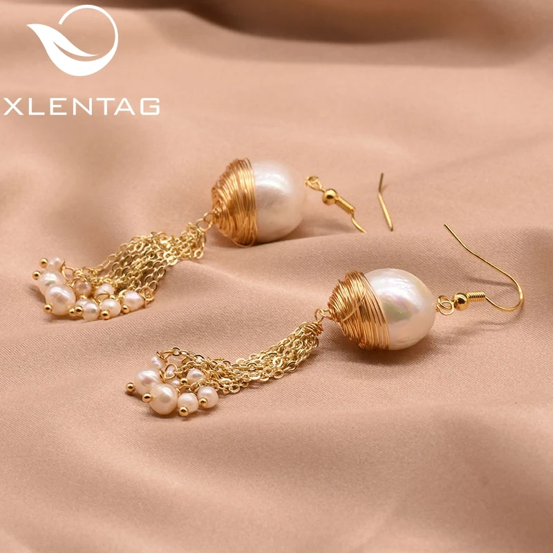Женские жемчужные серьги XlentAg серьги-капельки ручной работы в стиле барокко с