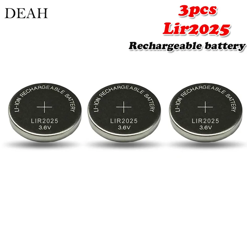 3 шт 3,6 V 30mAh LIR2025 LIR 2025 литиевая аккумуляторная батарея для дистанционного управления часы Компьютер Материнская плата кнопочный элемент CR2025
