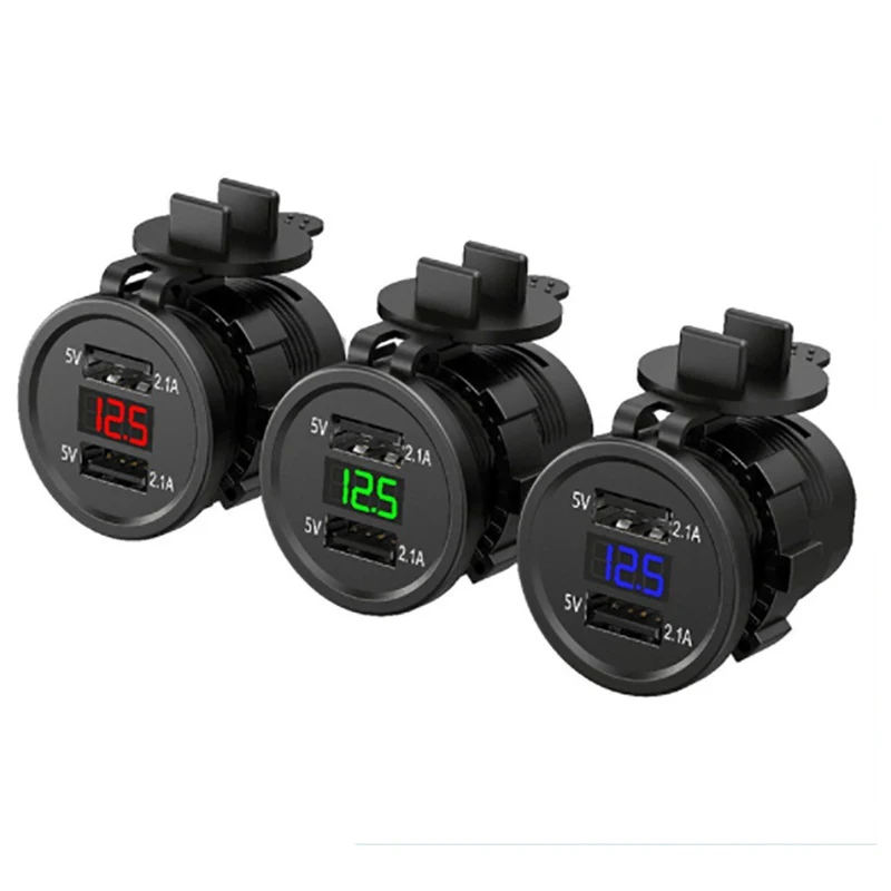 Двойное зарядное устройство USB адаптер со светодиодный ным дисплеем и