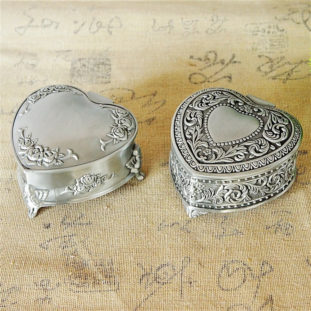 Изысканная шкатулка для драгоценностей в стиле ретро 2 форме сердца с