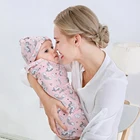 Пеленка для новорожденных + шапочка, хлопковое детское одеяло, постельное белье, милый спальный мешок для младенцев, аксессуары для коляски, одеяло