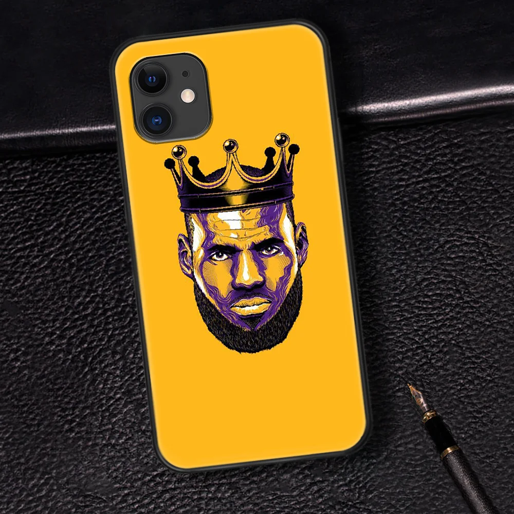 

Basketball LeBron King James Phone Case For Iphone 5 5S SE 2020 6 6S 7 8 Plus 11 12 Mini X XS XR Pro Max black Back 3D Cover