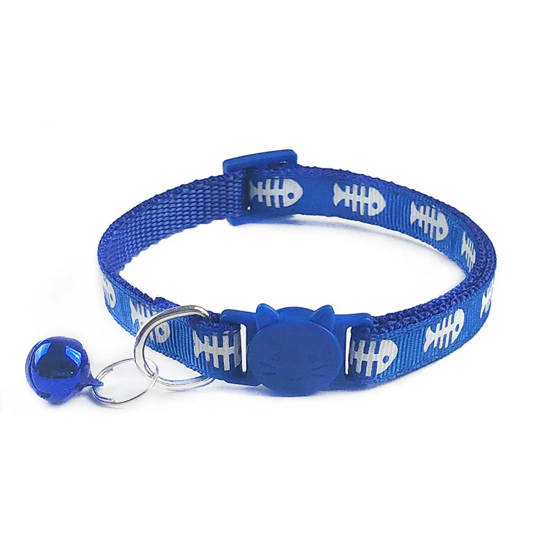 

6 Color Band Cat Collar Cat Necklace And Cat Paw Print Adjustable Collar Bell Positioning Pet Collar