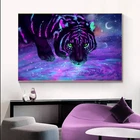 Настенные постеры с изображением галактических звезд и тигров, картины на стену, настенные картины с животными для гостиной, Декор