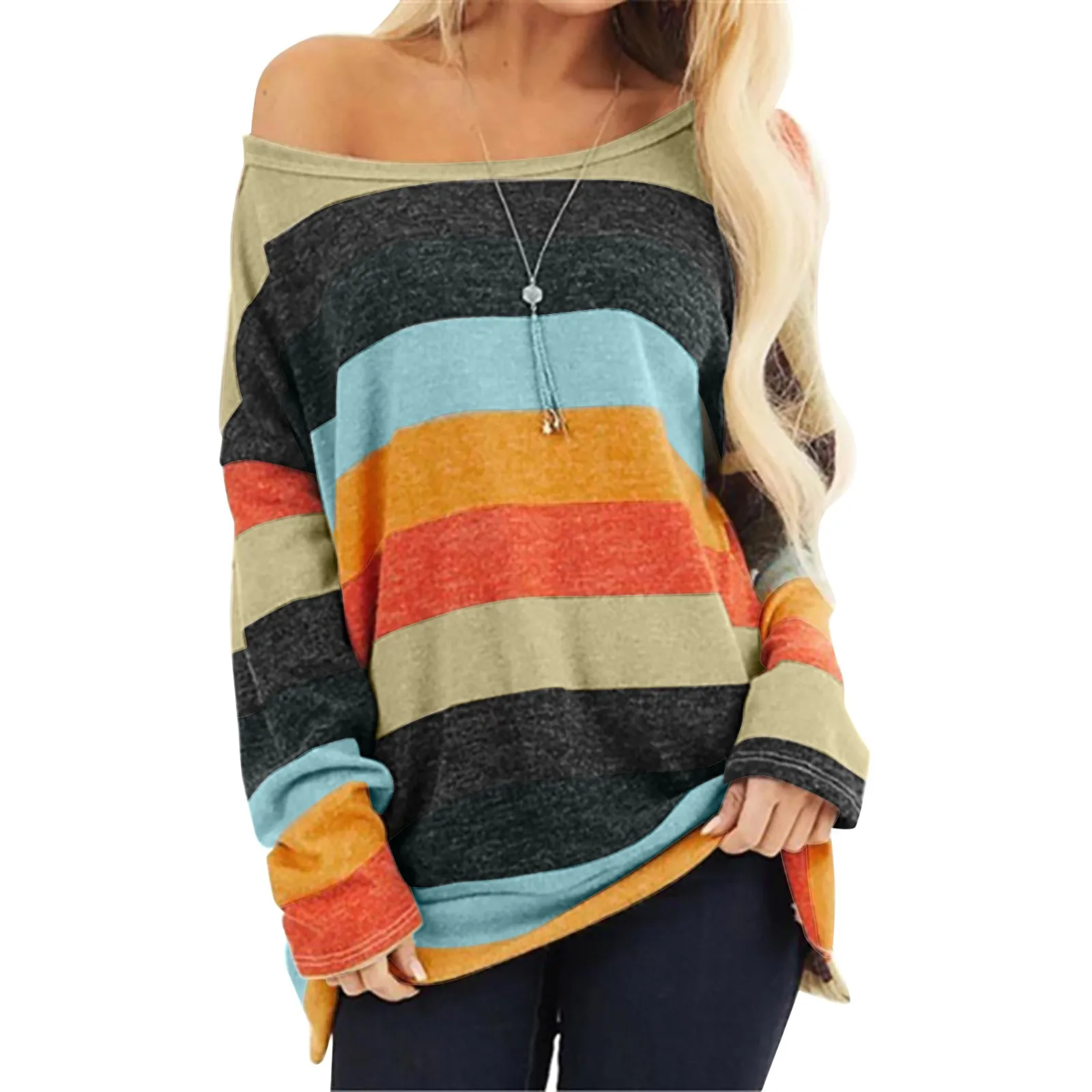 

Женская блузка в полоску, с длинным рукавом и круглым вырезом