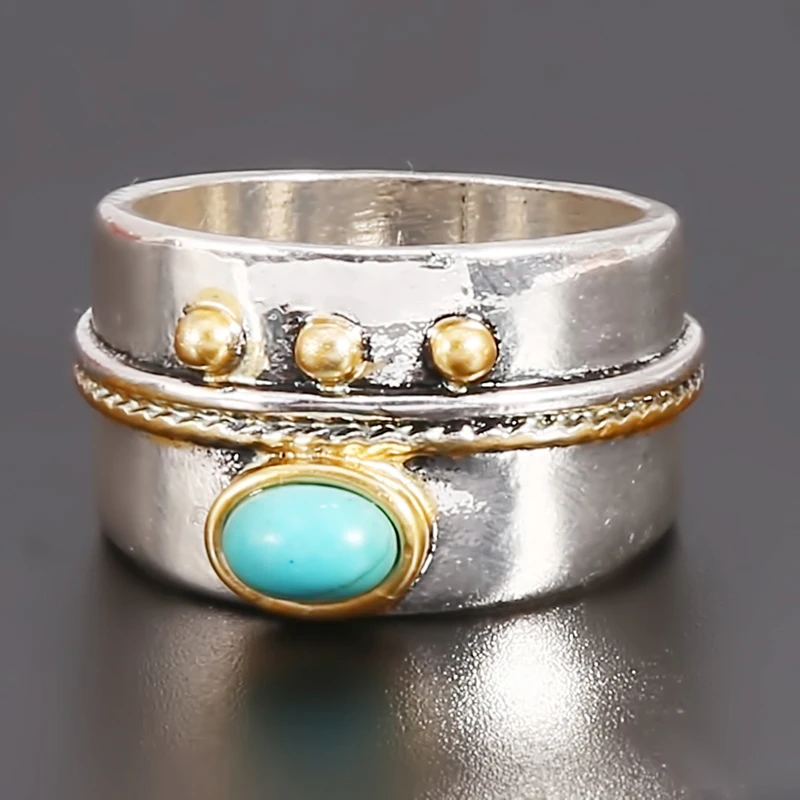 Кольца из золота с натуральным синим камнем Ретро стиль тайское серебро