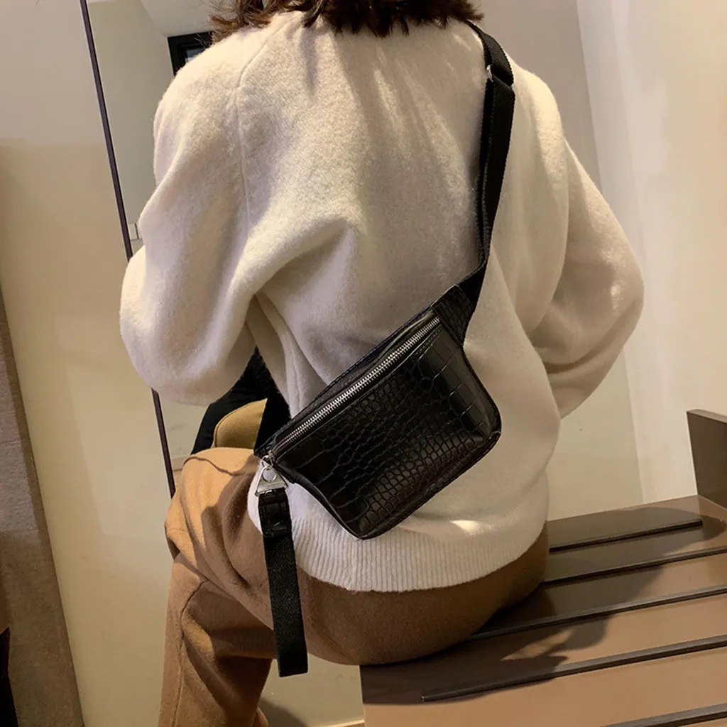 

Waist Bag Women PU Leather Fanny Pack Fashion Belt Bag Women Phone Pouch Casual Black Chest Bags Girls Shoulder Backpack#25