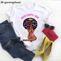 pink god say i am strong graphic print t shirt women queen black girl magic t shirt femme breast cancer awareness tshirt female