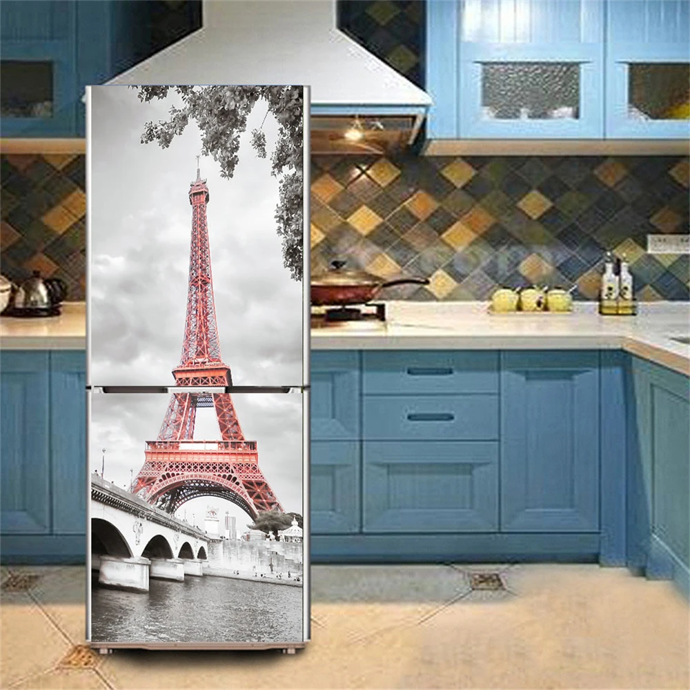 3D Marble Fridge Stickers Door Cover Refrigerator Wallpaper Self-adhesive Freezer Line Vinyl Film Decor Decal Art Mural Kitchen images - 6